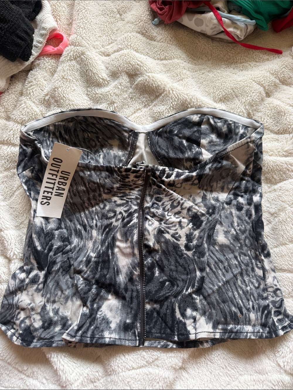Urban Outfitters Black & White Animal Print Bustier Top